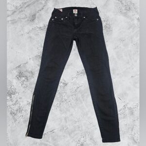 Vintage True Religion Made In‎ USA Womens Black Denim Jeans With Ankle Zip